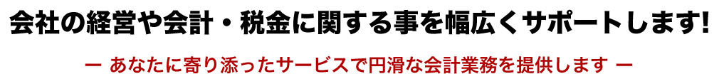 会社の経営や会計・税金に関する事を幅広くサポートします!